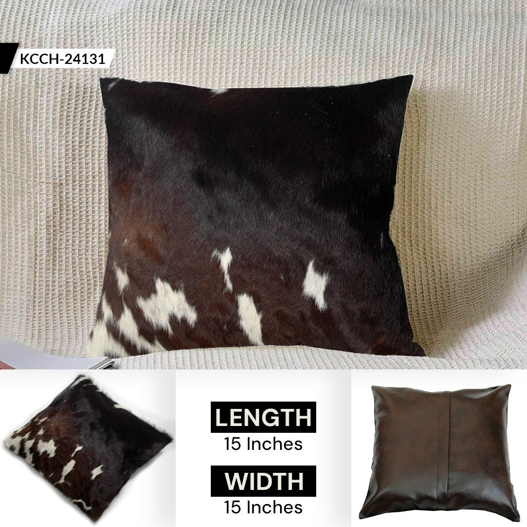 Luxury Cowhide Cushion Cover - Genuine Leather Exotic Home Decor - Eco-Friendly Hairy Cushion Cover - Stylish Rustic Design