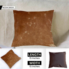 Luxurious Handmade Brown and White Cowhide Cushion Cover with Hidden Zipper - High Quality Natural Cowhide Throw Cover for Home Décor