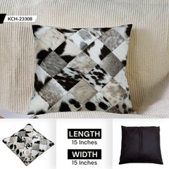 Handmade Multicolor Patchwork Cowhide Cushion Cover - Rustic Elegance & Natural Beauty - Luxurious - Hypoallergenic - Unique Animal Patterns