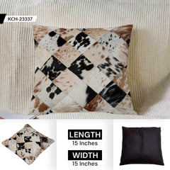 Luxury Multicolor Handmade Cowhide Patchwork Cushion Cover - Hypoallergenic Rustic Elegance & Natural Beauty