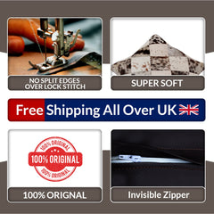 Luxurious Handmade Multicolor Patchwork Cowhide Cushion Cover with Hypoallergenic Design and Rustic Charm