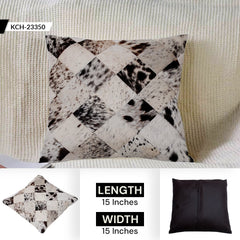 Luxurious Handmade Multicolor Patchwork Cowhide Cushion Cover with Hypoallergenic Design and Rustic Charm