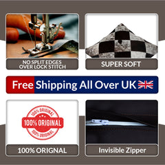 Luxurious Multicolor Patchwork Cowhide Cushion Cover with Non-Shedding Hair for Sofa - Handmade Rustic Elegance and Natural Beauty