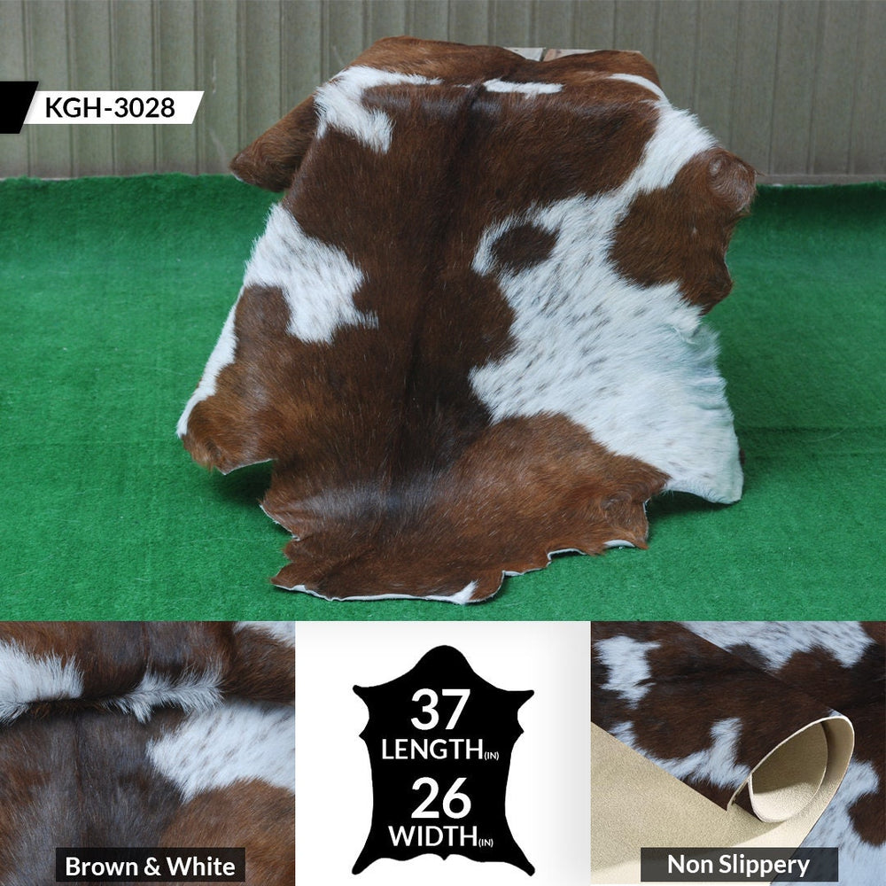 Luxurious Handmade Dark Brown & White Goat Skin Rug - Soft, Durable, Non-Shedding, Eco-Friendly - Unique Statement Piece for Home Décor - Celestial Leather Limited