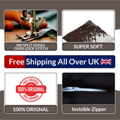 Luxurious Brown and White Cowhide Cushion Cover - Handmade Hair On Leather Pillowcase with Unique Animal Patterns and Faux Leather Back