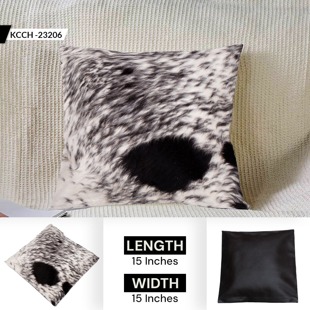 Luxurious Brown and White Cowhide Cushion Cover - Handmade Animal Pattern, Natural Hair on Leather, Rustic Charm, 100% Natural Cowhide - Celestial Leather Limited