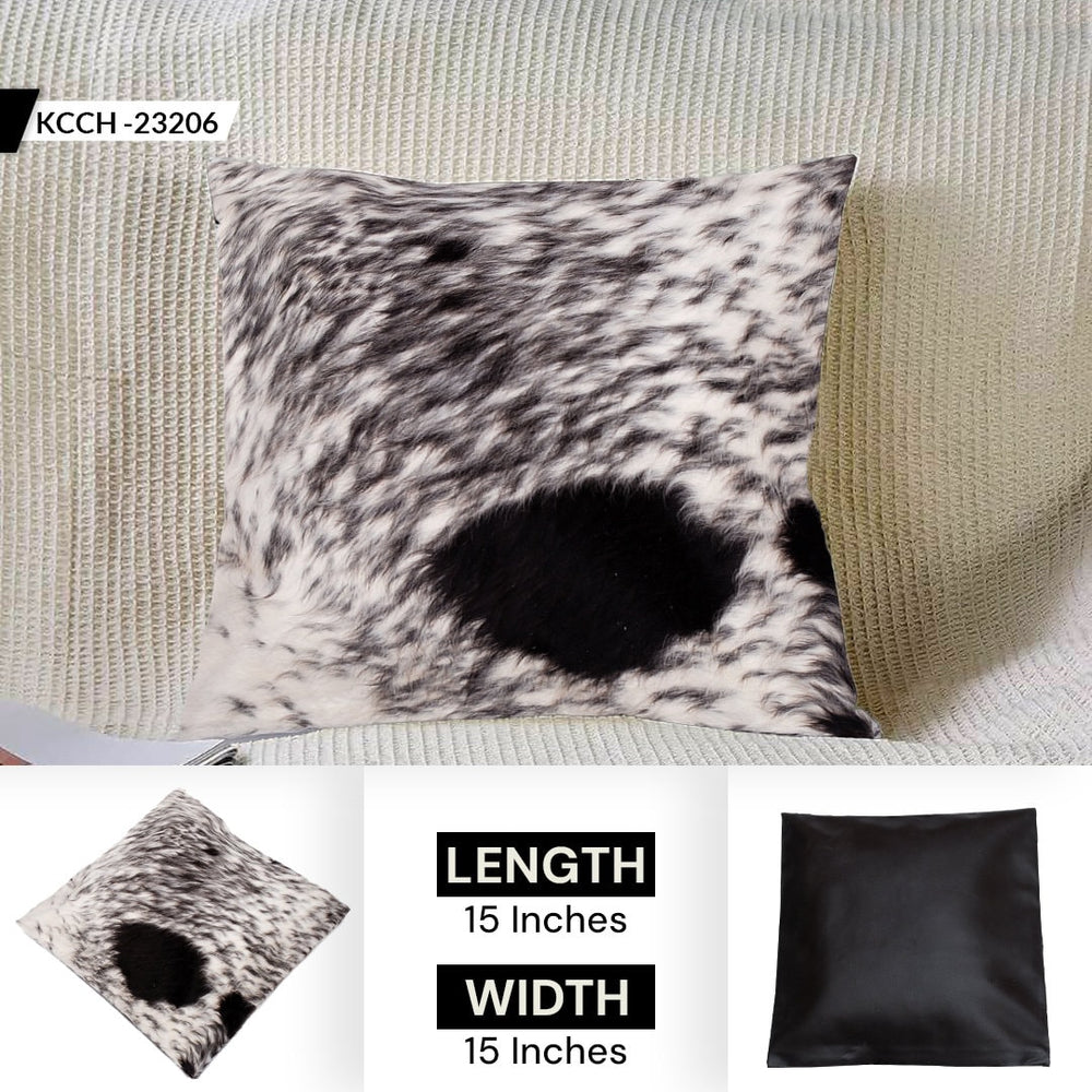 Luxurious Brown and White Cowhide Cushion Cover - Handmade Animal Pattern, Natural Hair on Leather, Rustic Charm, 100% Natural Cowhide - Celestial Leather Limited