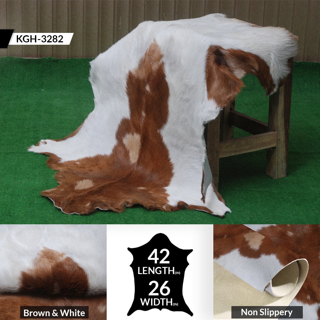 Luxury Multicolor Goat Skin Rug - Handmade from 100% Pure Goat Skin, Hypoallergenic, Non-Slip Suede Back, Sustainable Eco-Friendly Décor - Celestial Leather Limited