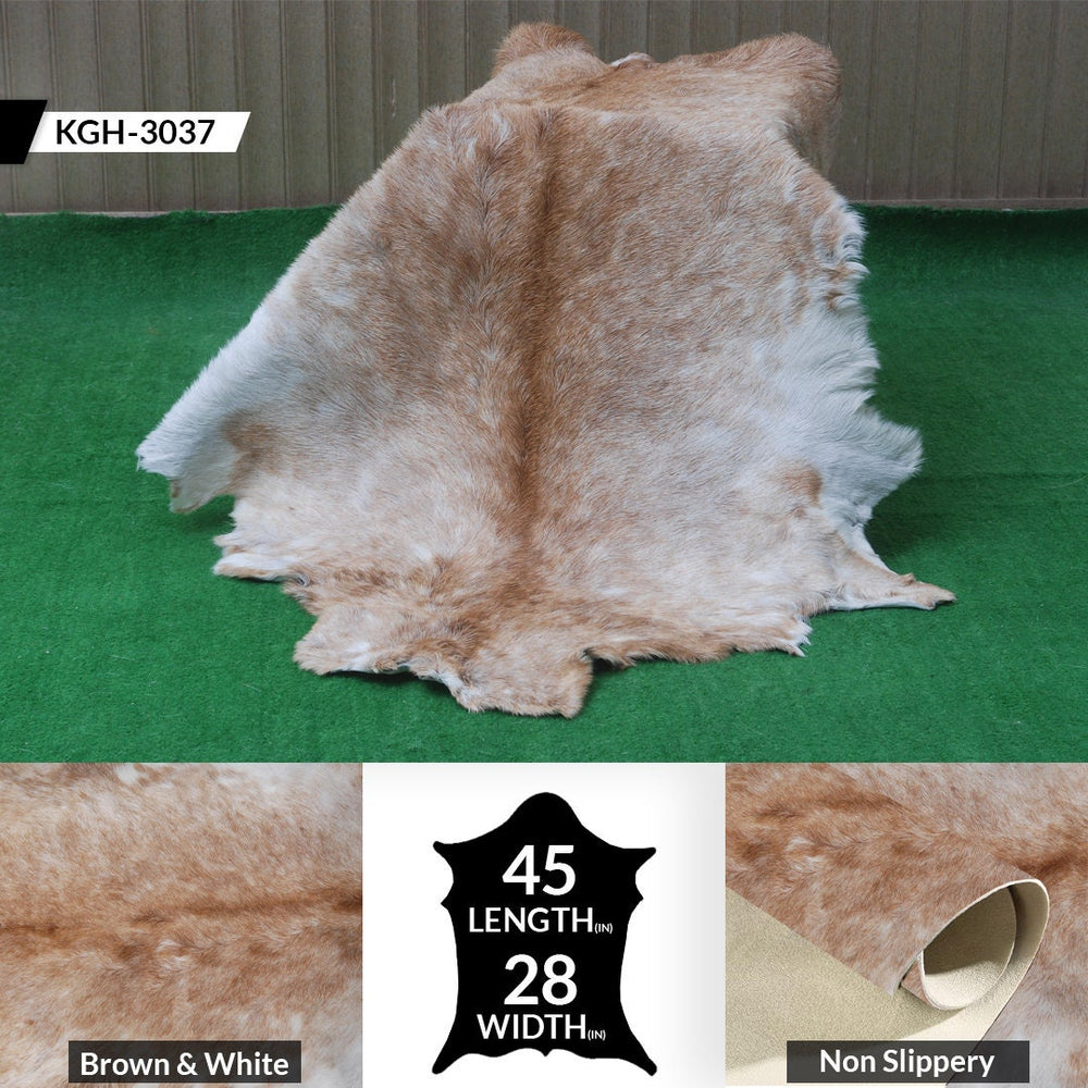 Luxury Brown & White Goat Skin Rug - Premium Quality Handcrafted Natural Goat Hide Rug for Home Decor - Celestial Leather Limited