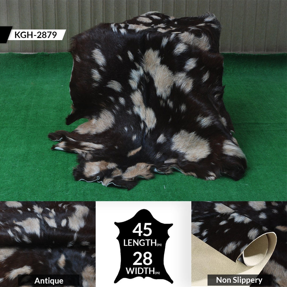 Luxury Handmade Black Brown Goat Skin Rug - Unique & Stunning Statement Piece - Celestial Leather Limited