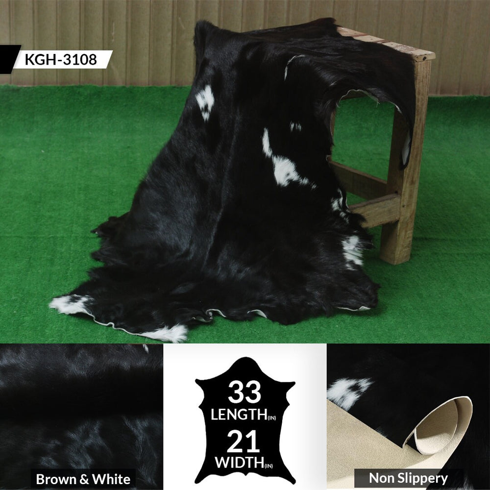 Luxury Black & White Goat Skin Floor Rug - Soft, Durable, and Eco-Friendly - Stylish Decor Accent for High-Traffic Areas - Celestial Leather Limited