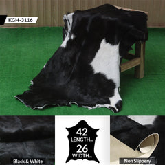 Luxury Black & White Goat Skin Rug - Soft, Durable, and Eco-Friendly Rug with Non-Slip Backing for Home Décor - Celestial Leather Limited