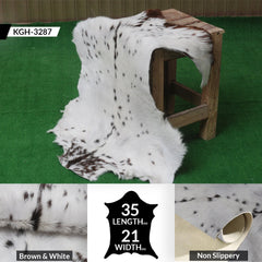 Luxury Brown & White Genuine Goat Hide Rug | Handcrafted Hair-On Goatskin | Eco-Friendly - Hypoallergenic | Premium Natural Goat Skin Rug