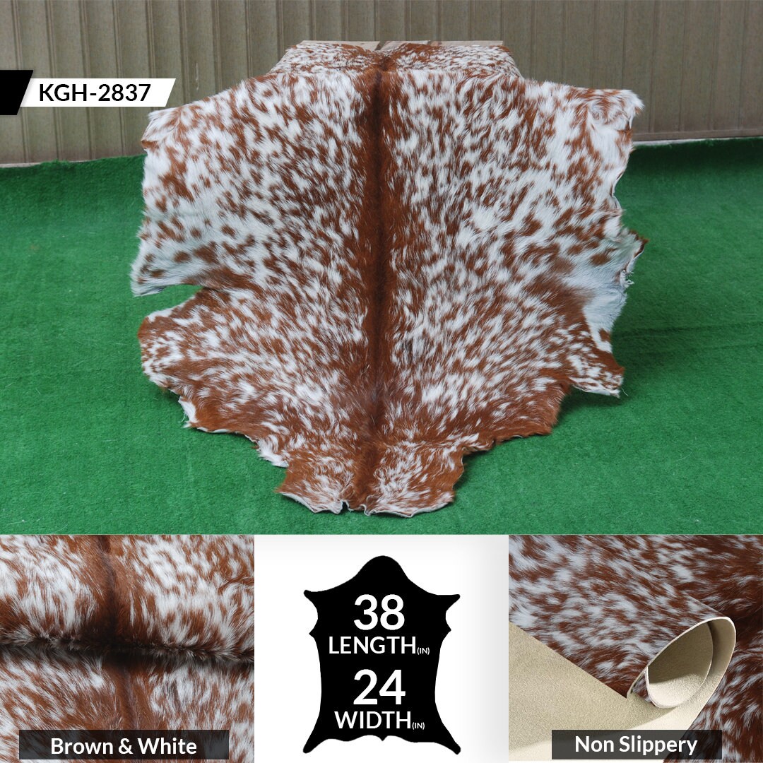 Luxurious Brown and White Goat Hide Rug - Premium Hair-On Goat Skin Rug for Home Décor - Celestial Leather Limited