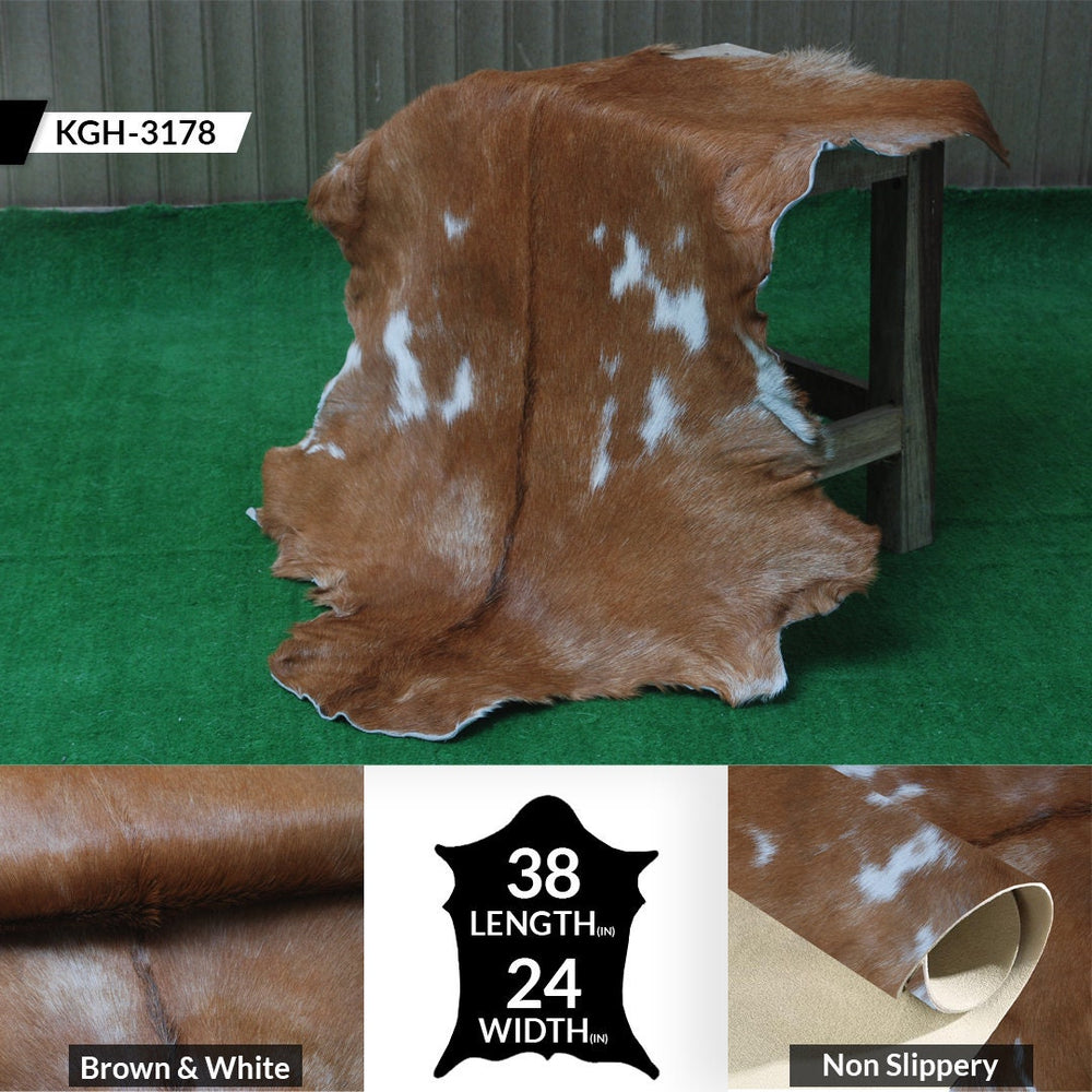 Luxurious Brown and Black Genuine Goat Hide Rug - Premium Hair-On Goat Skin Rug - Celestial Leather Limited