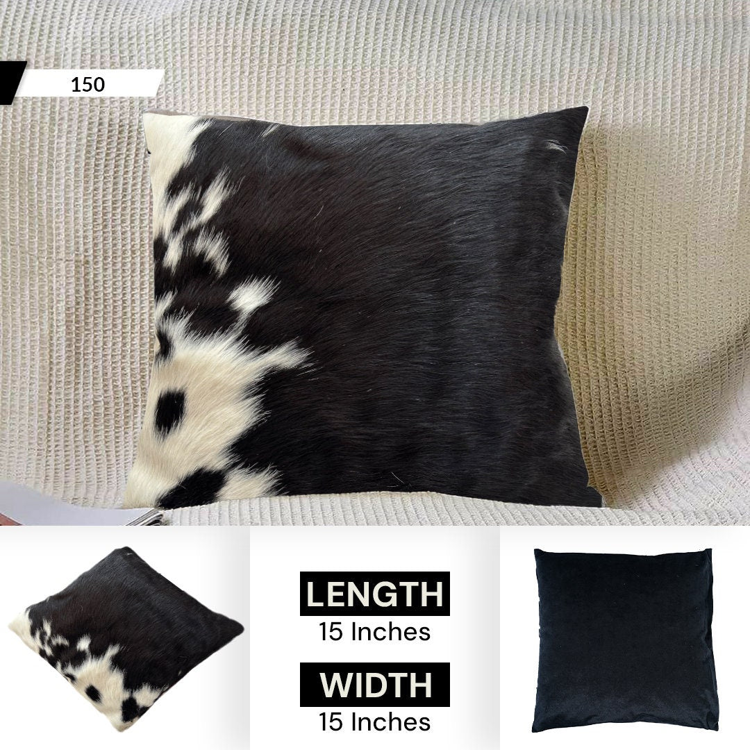 Rustic Elegance Cowhide Cushion Cover - Animal Print Luxury Pillow Case - Celestial Leather Limited