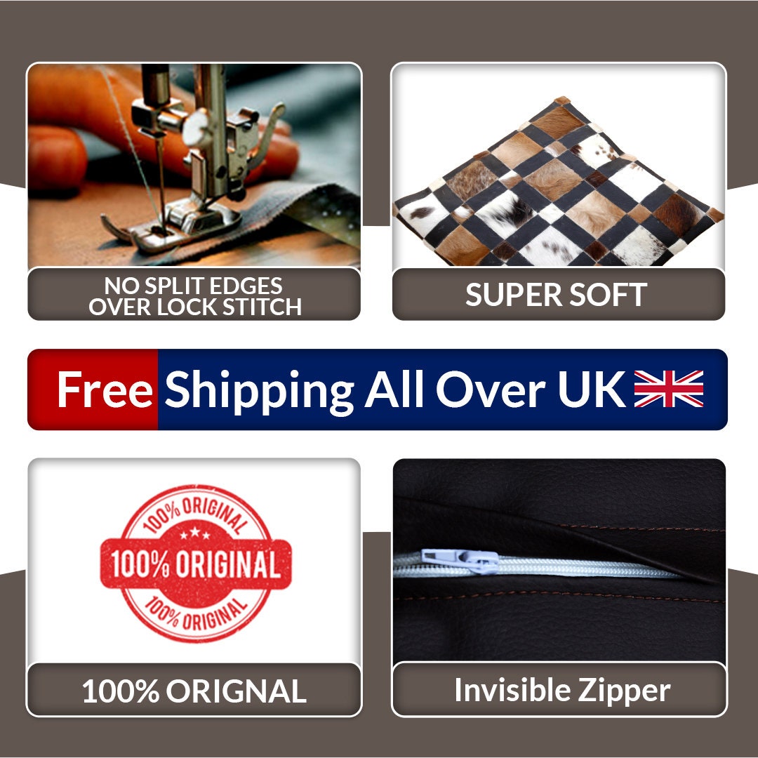 Luxurious Multicolor Handmade Patchwork Cowhide Cushion Cover for Natural Elegance and Comfort