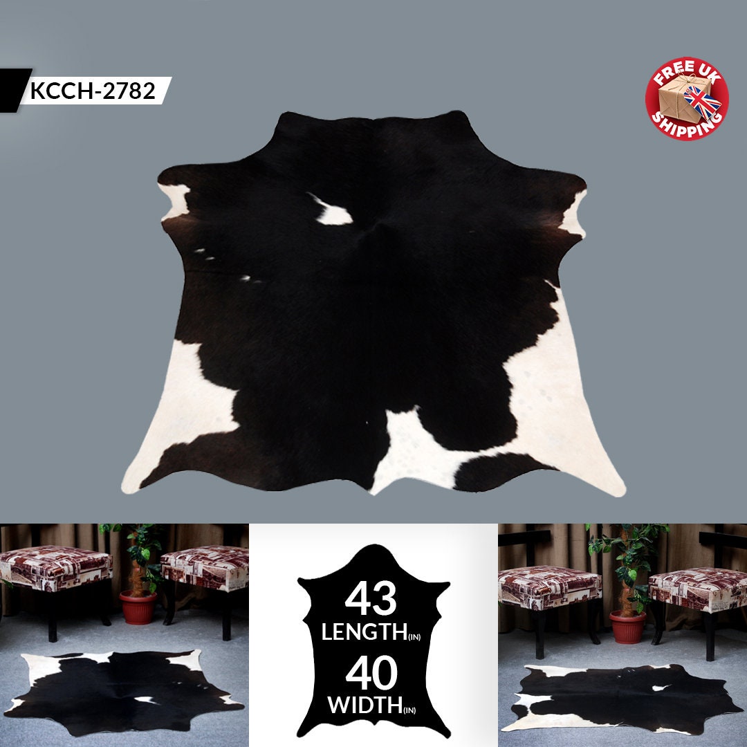 Luxury Black and White Cowhide Rug - Hypoallergenic Hair on Salt & Pepper Rug for Home Décor - Durable, Versatile, Handcrafted Beauty