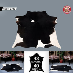 Luxury Black and White Cowhide Rug - Hypoallergenic Hair on Salt & Pepper Rug for Home Décor - Durable, Versatile, Handcrafted Beauty