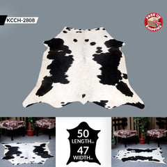 Luxurious Black and White Cowhide Rug - Hypoallergenic, Non-Slip, Handcrafted, Unique Beauty - Adds Sophistication to Any Room