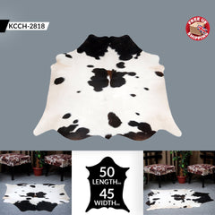 Luxurious Black & White Cowhide Rug | Medium Size Area Rug for Modern Home Décor | 100% Natural - Eco-Friendly | Hypoallergenic - Non-Slip