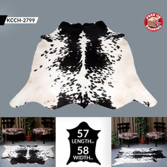 Luxurious Black & White Cowhide Rug - Large Natural Centerpiece Decor - Hypoallergenic, Non-Slip, Non-Shedding - Unique Animal Print Beauty