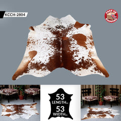 Luxury Brown & White Cowhide Rug - Hypoallergenic Non-Slip Backing - Handcrafted Natural Hide - Durable - Versatile Rustic Charm