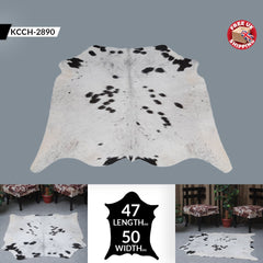 Luxurious Handcrafted Brown and White Cowhide Rug with Non-Slip Backing - Hypoallergenic, Unique Beauty for Bedroom/Living Room - Durable