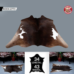 Luxurious Natural Cowhide Rug - Dark Brown & White Animal Print Small Area Rug - Hypoallergenic, Non Shedding, Handcrafted Quality - Free