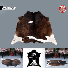 Natural Dark Brown and White Cowhide Rug - Hypoallergenic, Non Slippery, Non Shedding - Handcrafted Premium Hide - Free Shipping in UK