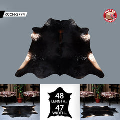 Exquisite Dark Brown & White Cowhide Rug | Hypoallergenic - Durable | Handcrafted Luxury with Unique Beauty | Medium Size Rug | Non-Slip