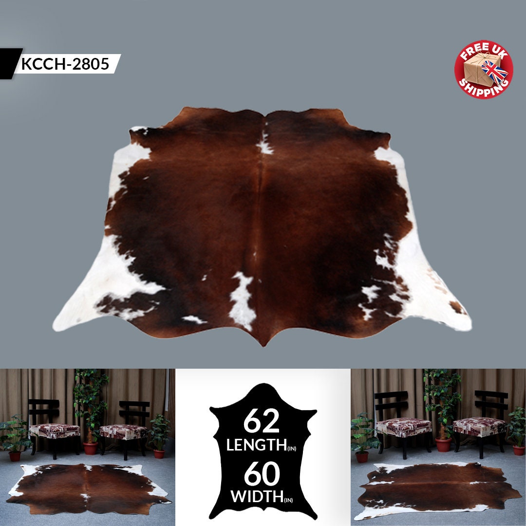 Luxurious Dark Brown & White Cowhide Rug - Extra Large Brazilian Hide for Cozy Home Decor
