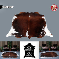 Luxurious Dark Brown & White Cowhide Rug - Extra Large Brazilian Hide for Cozy Home Decor