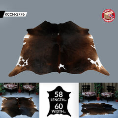 Elegant Dark Brown & White Cowhide Rug - Hypoallergenic, Non Slippery Suede Back, Handselected from Premium Hides - Free Shipping in UK