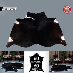 Luxurious Black & White Cowhide Rug for Stylish Décor | Hypoallergenic, Non-Slip, Unique Natural Beauty | Large Size, Free Shipping!