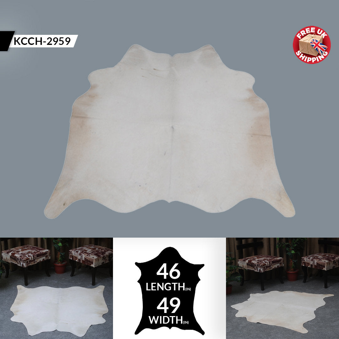 Luxurious Gray & White Natural Cowhide Rug with Spotted Hair | Large Size | Hypoallergenic - Non-Slip | Premium Quality - Free Shipping