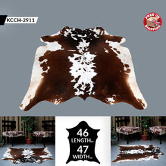 Luxury Medium Cowhide Rug in Dark Brown for Bedroom & Living Room - Hypoallergenic with Non-Slip Backing - Unique Natural Beauty