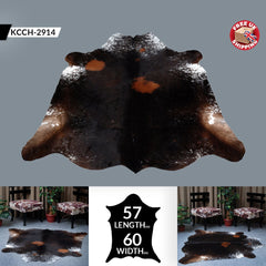 Luxurious Large Dark Brown Cowhide Rug for Bedroom or Living Room - Hypoallergenic, Non Slippery Suede Back, Non Shedding - Free Shipping in