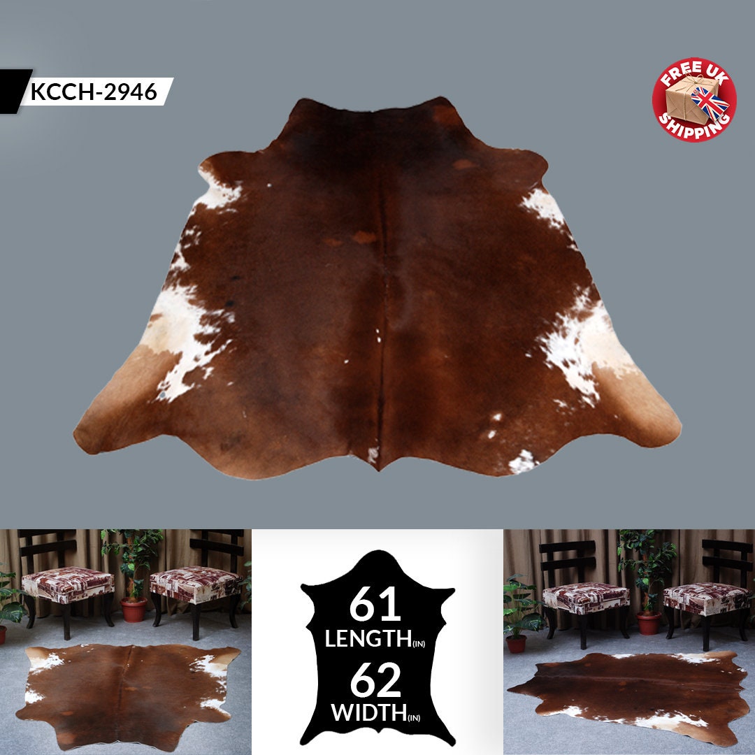Luxurious Dark Brown Cowhide Rug | Hypoallergenic & Non-Shedding | Large Size for Bedroom or Living Room | Handpicked Premium Quality