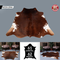 Luxurious Dark Brown Cowhide Rug | Hypoallergenic & Non-Shedding | Large Size for Bedroom or Living Room | Handpicked Premium Quality