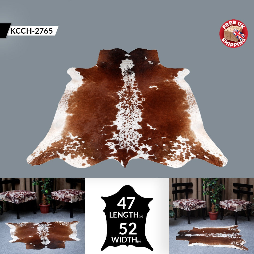 Luxurious Multicolour Cowhide Rug with Animal Print - Handmade, Hypoallergenic, Non-Slip Backing - Unique and Elegant Home Decor Piece