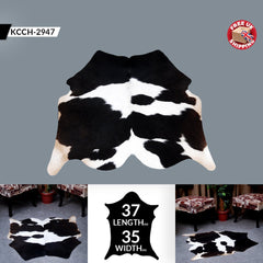 Handcrafted Multicolour Cowhide Rug | Hypoallergenic Small Area Rug with Animal Print | Non-Shedding, Non-Slippery Suede Back | Free