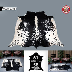 Luxurious Black & White Cowhide Rug - Hypoallergenic, Non-slip, Unique Natural Beauty - Stylish Bedroom - Living Room Décor - Free UK