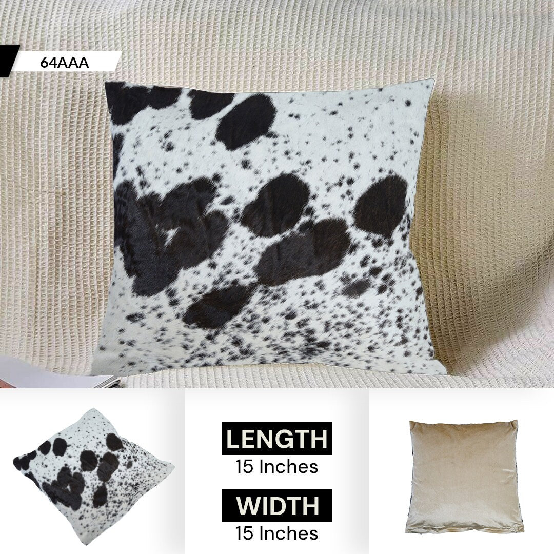 Luxurious Handmade Cowhide Throw Pillow Cover with Velvet Back - Rustic Decorative Cushion Case for Home Décor - Celestial Leather Limited