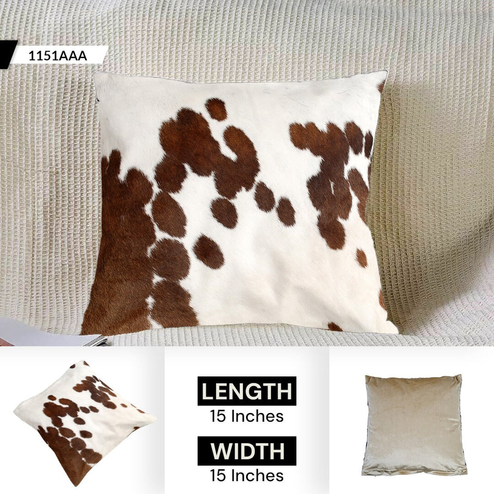 Luxurious Handmade Cowhide Throw Pillow Cover with Velvet Back - Rustic Decorative Cushion Case for Home Décor - Celestial Leather Limited