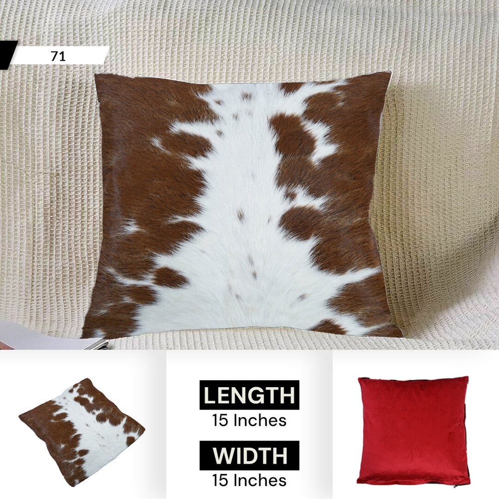 Luxurious Handmade Cowhide Throw Pillow Cover with Velvet Back - Natural Animal Patterns - Rustic Elegance for Home Decor - Celestial Leather Limited