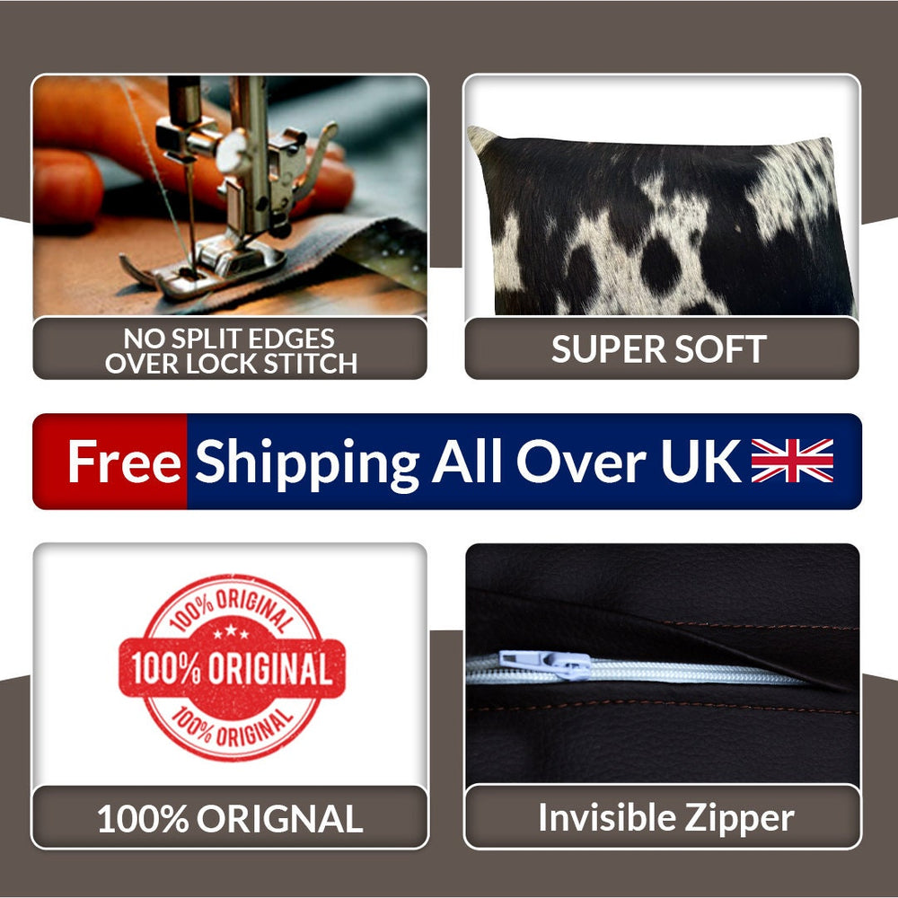 Rustic Elegance Luxury Cowhide Cushion Cover Natural Animal Print Throw Case Handmade Velvet Back Invisible Zipper Unique Gift Soft Faux - Celestial Leather Limited