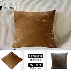 Stylish Rustic Cowhide Cushion Cover - Brown & White Hair On Leather - Eco-Friendly Decor - Genuine Hide - Hidden Zipper Closure