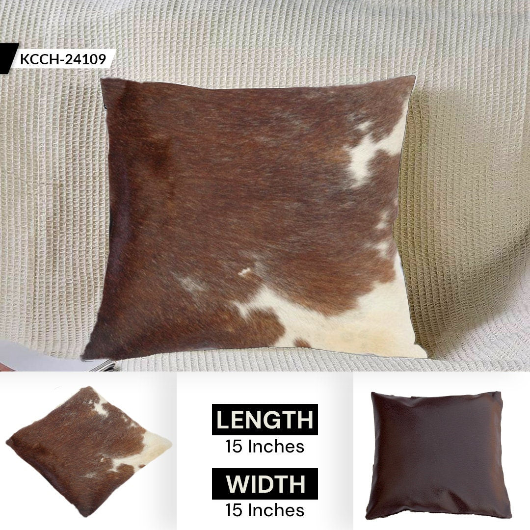 Rustic and Stylish Genuine Leather Cowhide Cushion Cover for Home Decor - Eco-Friendly Exotic Animal Skin Cushion Cover