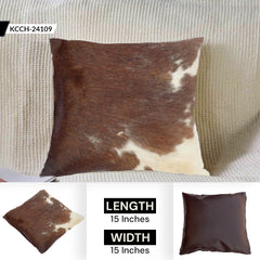 Rustic and Stylish Genuine Leather Cowhide Cushion Cover for Home Decor - Eco-Friendly Exotic Animal Skin Cushion Cover
